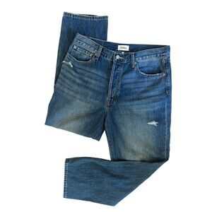 PISTOLA Women’s Distressed Straight Leg Cropped Jeans Size 30 Medium Wash 100% C